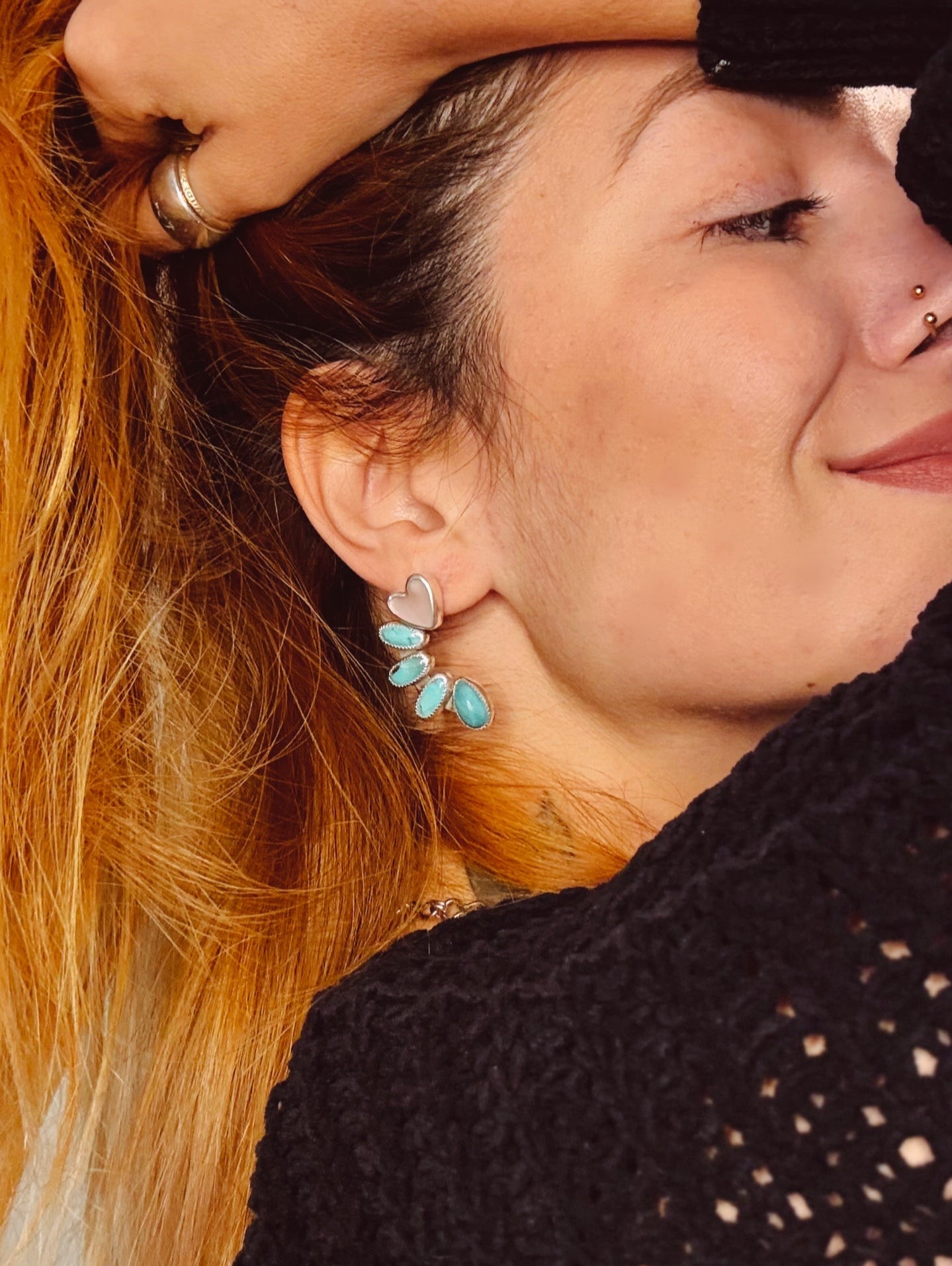 Angel Earrings - Turquoise & Mother of Pearl