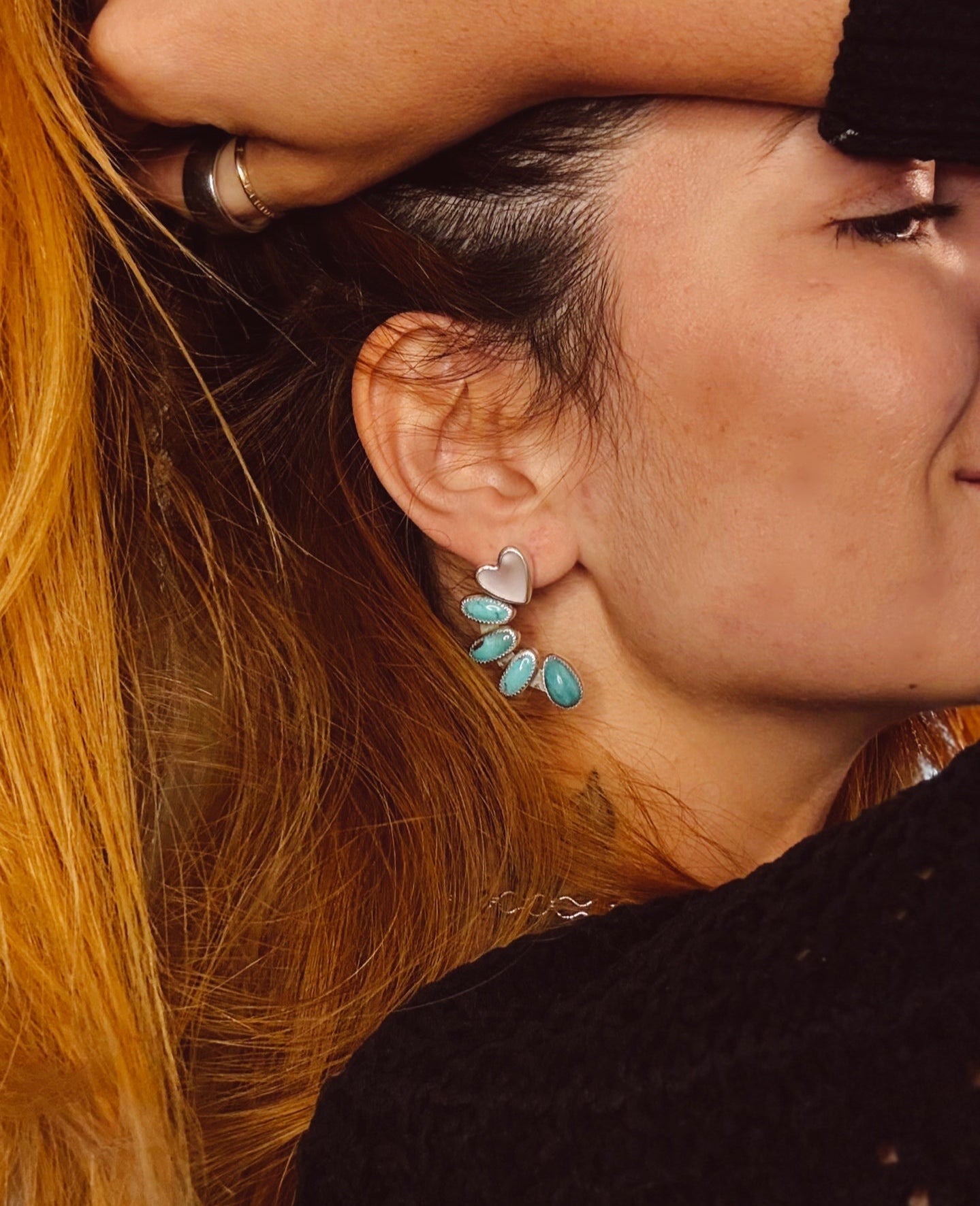 Angel Earrings - Turquoise & Mother of Pearl